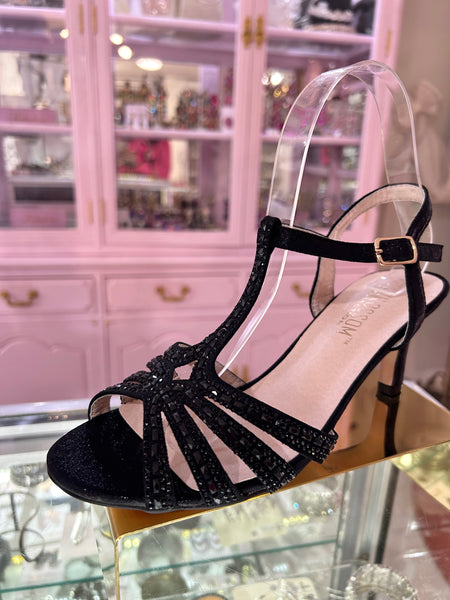Black Glitter Low Heels