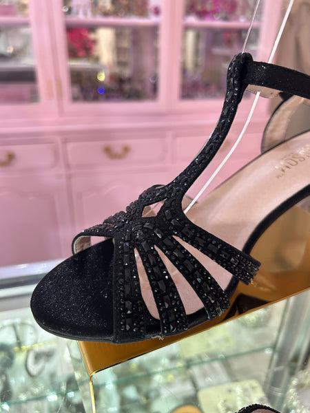 Black Glitter Low Heels