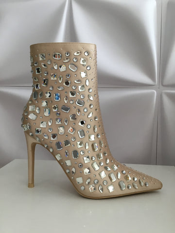 Champagne Crystal Heel Boot