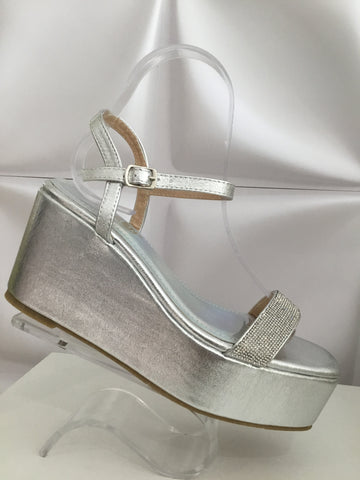 Silver Rhinestones Platforms