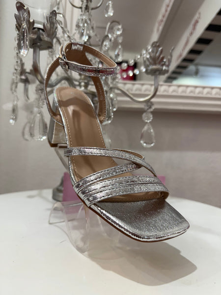 Silver Block Heel