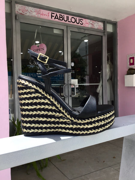 Black with Gold Platforms