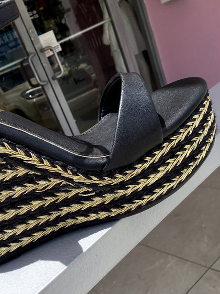 Black with Gold Platforms