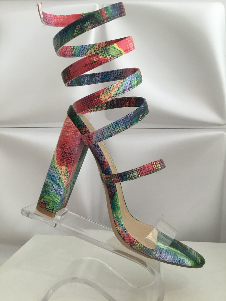Multi- Color Leg Wrap Heels – Fabulous Shoes - Main Image