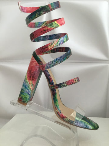 Multi- Color Leg Wrap Heels