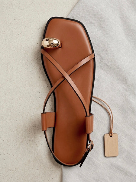 Tan toe ring sandals