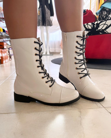 Beige Charol Boots