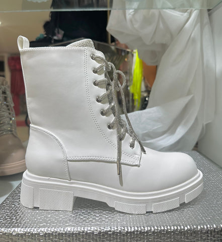 WHITE RHINESTONE BOOTS