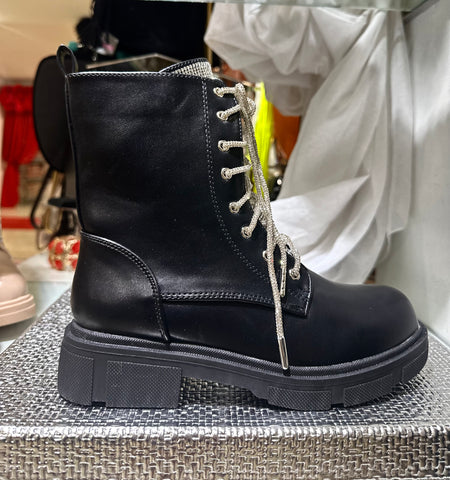 BLACK RHINESTONE BOOTS