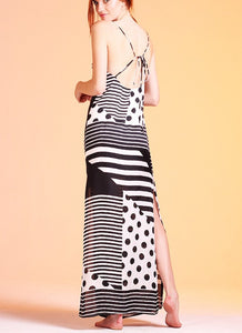 Patchwork Polka Dot Maxi Dress