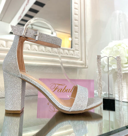 Silver mesh heels