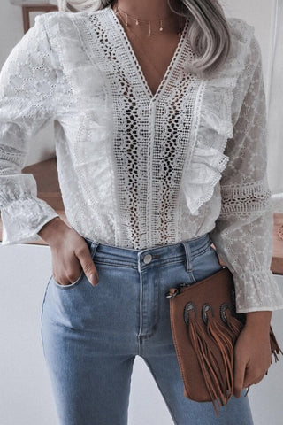 White Ruffled Blouse