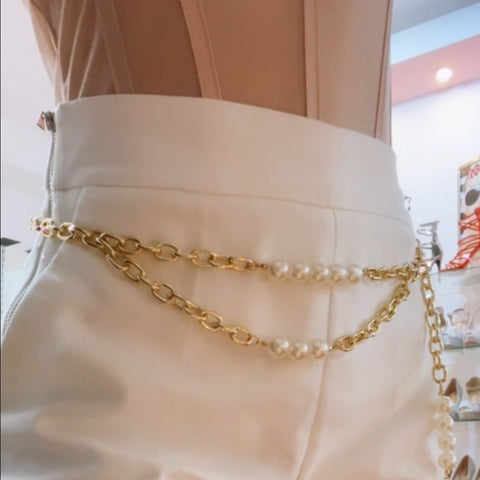 Pearls Gold Chain Belt