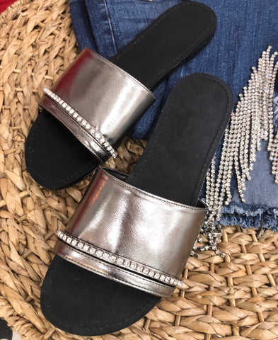 Rhinestone Pewter Sandals