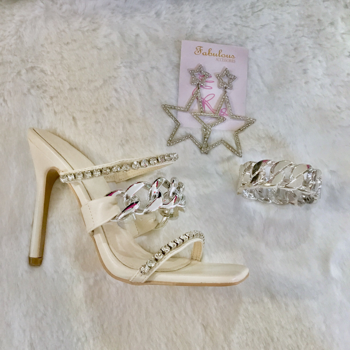 Silver Chain Nude Heel