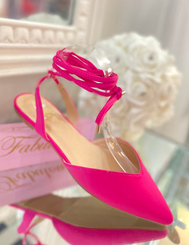 Pink lace up flats