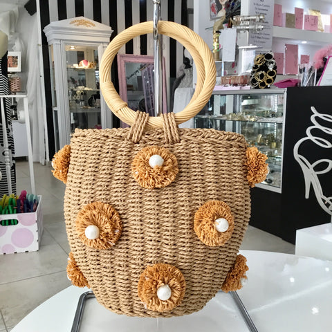 Flowers Straw Handbag