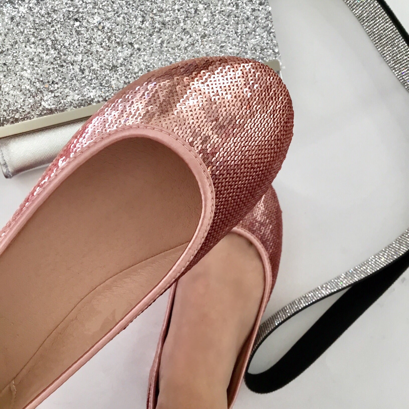 Sparkly Rose Gold Ballerinas